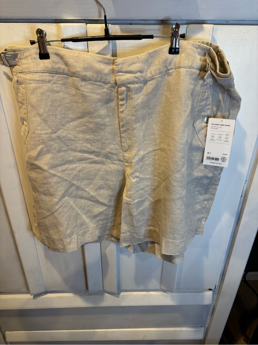 Athleta Neutral Beige Linen Bermuda Shorts